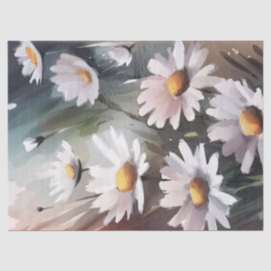 Papier Mousseline Aquarelle marguerites Botanique Enveloppement Cade