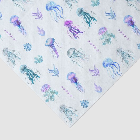 Papier Mousseline Aquarelle méduse et algues (Détail)