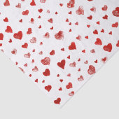 Papier Mousseline Aquarelle mignonne Coeurs rouges (Détail)