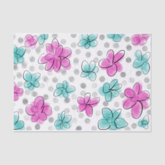Papier Mousseline Aquarelle mignonne fille motif floral
