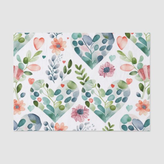 Papier Mousseline Aquarelle mignonne fleurs motif (Recto)
