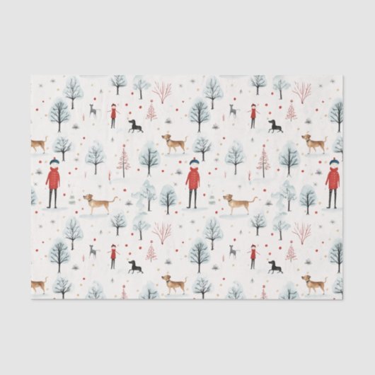 Papier Mousseline Aquarelle mignonne fourrage de chien et Noël brill (Recto)