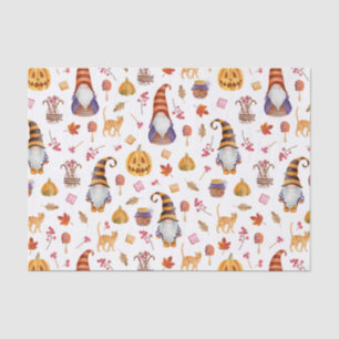 Papier Mousseline Aquarelle mignonne Halloween Gnomes, Citrouille et