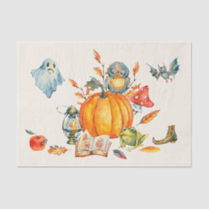 Papier Mousseline Aquarelle mignonne Happy Halloween Rassemblement