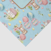 Papier Mousseline Aquarelle mignonne Oeufs de Pâques, lapin et fleur (Détail)