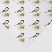 Papier Mousseline Aquarelle mignonne Pickadee Bird Pine Tree (Détail)
