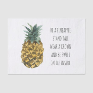 Papier Mousseline Aquarelle moderne ananas et citation amusante posi
