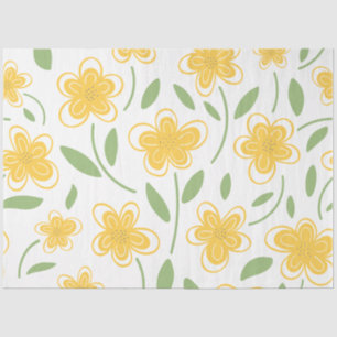Papier Mousseline Aquarelle moderne Fleurs botaniques florales jaune