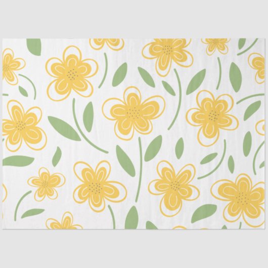 Papier Mousseline Aquarelle moderne Fleurs botaniques florales jaune (Recto)