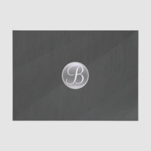 Papier Mousseline Aquarelle moderne gris Monogramme minimal initial