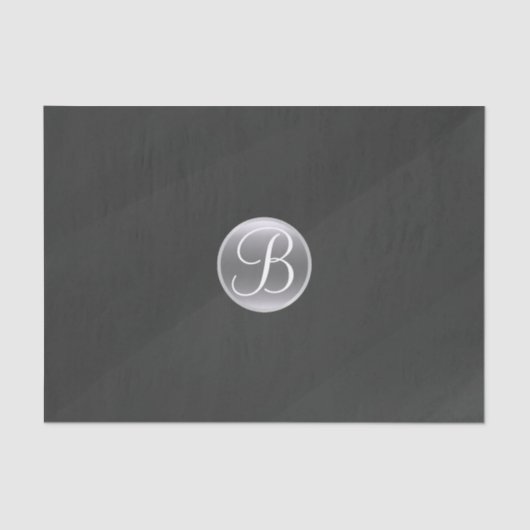 Papier Mousseline Aquarelle moderne gris Monogramme minimal initial (Recto)