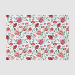 Papier Mousseline Aquarelle moderne Roses rouges à motifs