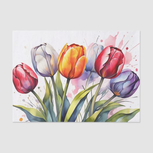 Papier Mousseline Aquarelle moderne Tulip Bold (Recto)