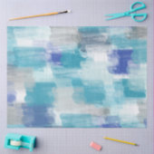 Papier Mousseline Aquarelle moderne turquoise et gris Art Abstrait (Artisanat)