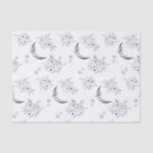 Aquarelle Moon & Botanical Art Motif Blue-Grey