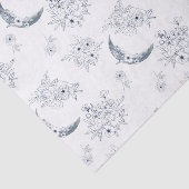 Papier Mousseline Aquarelle Moon & Botanical Art Motif Blue-Grey (Détail)
