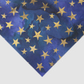 Papier Mousseline Aquarelle Motif bleu avec étoiles or (Détail)