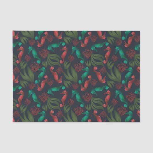 Papier Mousseline Aquarelle Motif bleu marine (Recto)