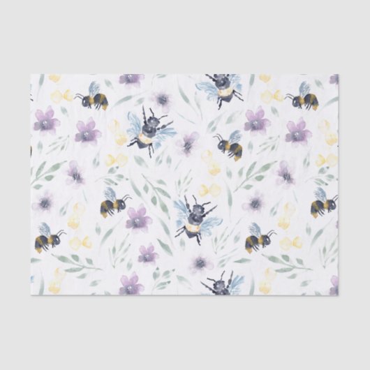 Papier Mousseline Aquarelle Motif d'abeille (Recto)