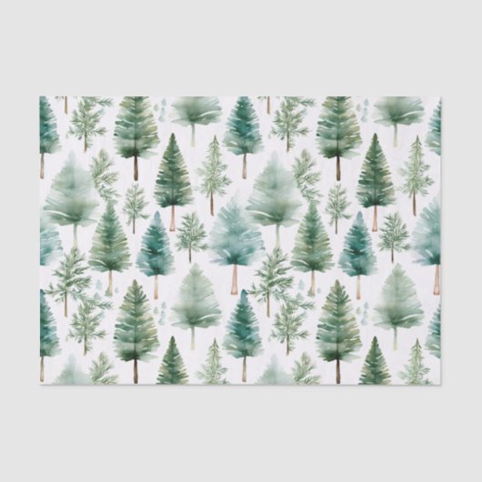 Papier Mousseline Aquarelle Motif d'arbre de Noël (Recto)