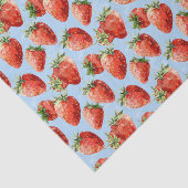 Papier Mousseline Aquarelle Motif de fraises Découpage bleu clair (Détail)