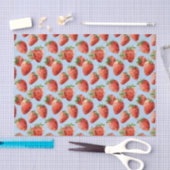 Papier Mousseline Aquarelle Motif de fraises Découpage bleu clair (Artisanat)