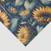 Papier Mousseline Aquarelle Motif de tournesol jaune Découpage bleu (Détail)