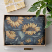 Papier Mousseline Aquarelle Motif de tournesol jaune Découpage bleu (Cadeau)