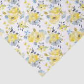 Papier Mousseline Aquarelle Motif Floral Jaune (Détail)