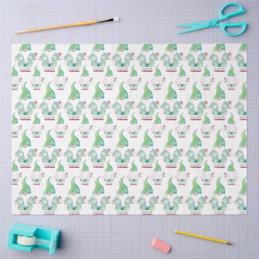 Papier Mousseline Aquarelle Motif Gnome Tropical (Artisanat)
