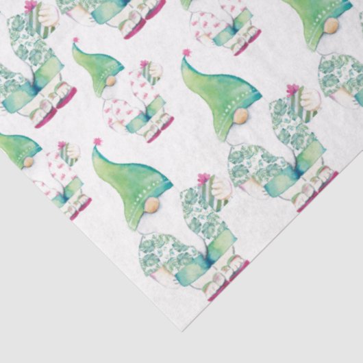 Papier Mousseline Aquarelle Motif Gnome Tropical (Détail)