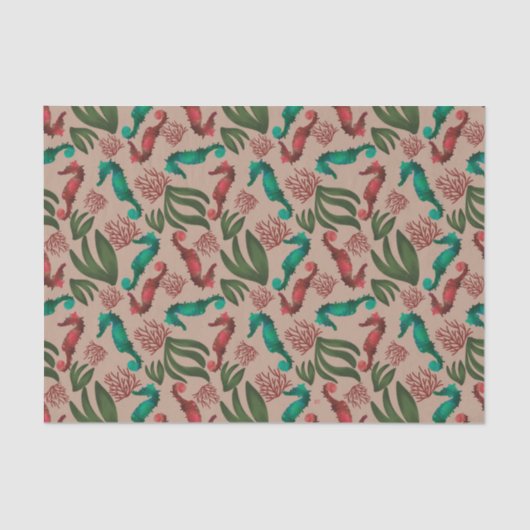 Papier Mousseline Aquarelle Motif nautique rose (Recto)