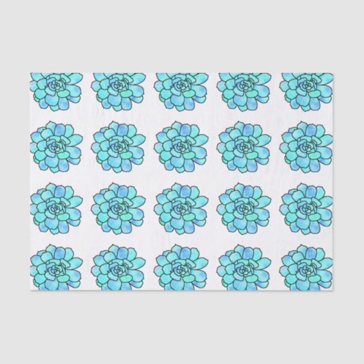 Papier Mousseline Aquarelle Motif Succulent en verre teint (Recto)