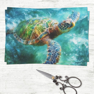 Papier Mousseline Aquarelle Natation Découpage de tortue marine