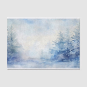 Papier Mousseline Aquarelle Neige d'hiver dans les nuances de bleu n