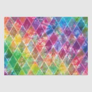 Papier Mousseline Aquarelle Neon Tie Dye Jacquard Arlequin