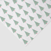 Papier Mousseline Aquarelle Noël Arbres rouge vert blanc cadeau (Détail)