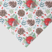Papier Mousseline Aquarelle Noël Baubles Pine Cône Floral (Détail)