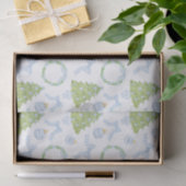 Papier Mousseline Aquarelle Noël Bleu Bow Ginger Jar Trees (Cadeau)