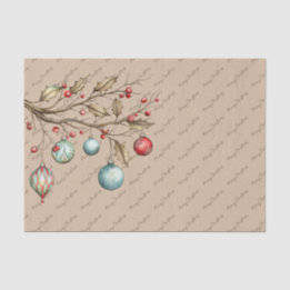 Papier Mousseline Aquarelle Noël Élégant Script