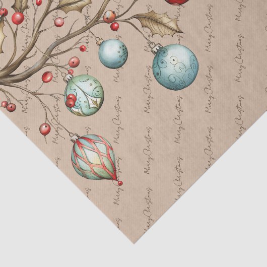 Papier Mousseline Aquarelle Noël Élégant Script (Détail)