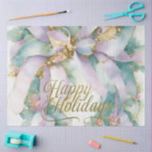 Papier Mousseline Aquarelle Noël Floral Ruban Purple Turquoise (Artisanat)