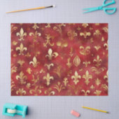 Papier Mousseline Aquarelle Noël Rouge or Floral (Artisanat)