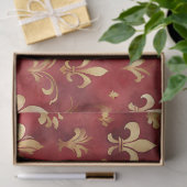 Papier Mousseline Aquarelle Noël Rouge or Floral (Cadeau)