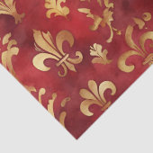 Papier Mousseline Aquarelle Noël Rouge or Floral (Détail)