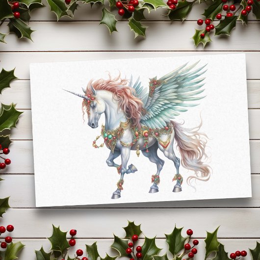 Papier Mousseline Aquarelle Noël Unicorne Pegasus