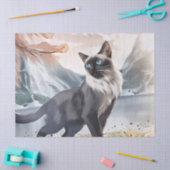 Papier Mousseline Aquarelle Noir & Blanc Chat en Nature Enveloppemen (Artisanat)