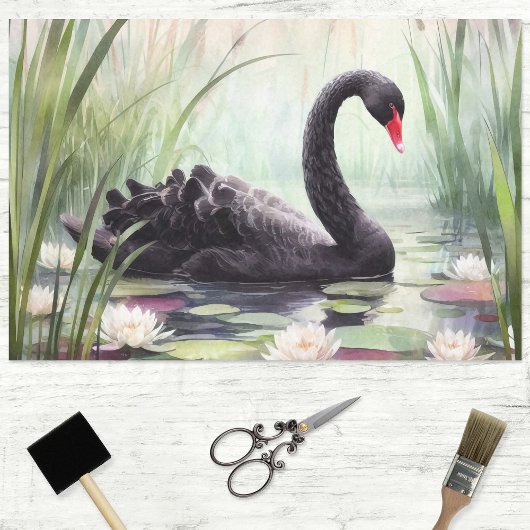 Papier Mousseline Aquarelle noir Swan Découpage