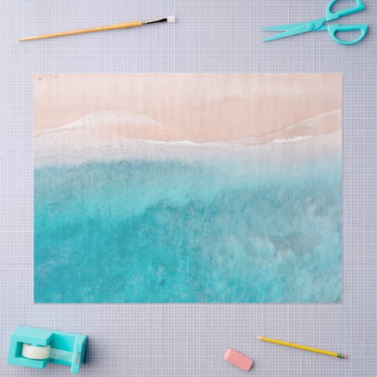 Papier Mousseline Aquarelle Océan Abstrait Découpage 17x23 (Artisanat)