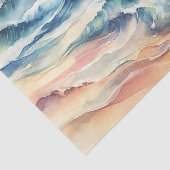 Papier Mousseline Aquarelle Ocean Blue Waves Découpage côtier (Détail)